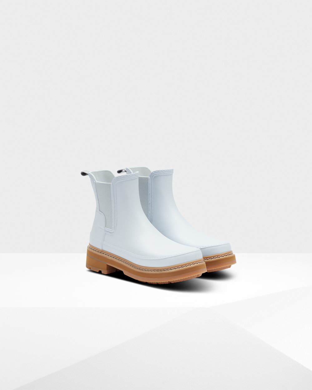 Womens Hunter Refined Stitch Detail - Chelsea Boots White - 7849-QGFCI